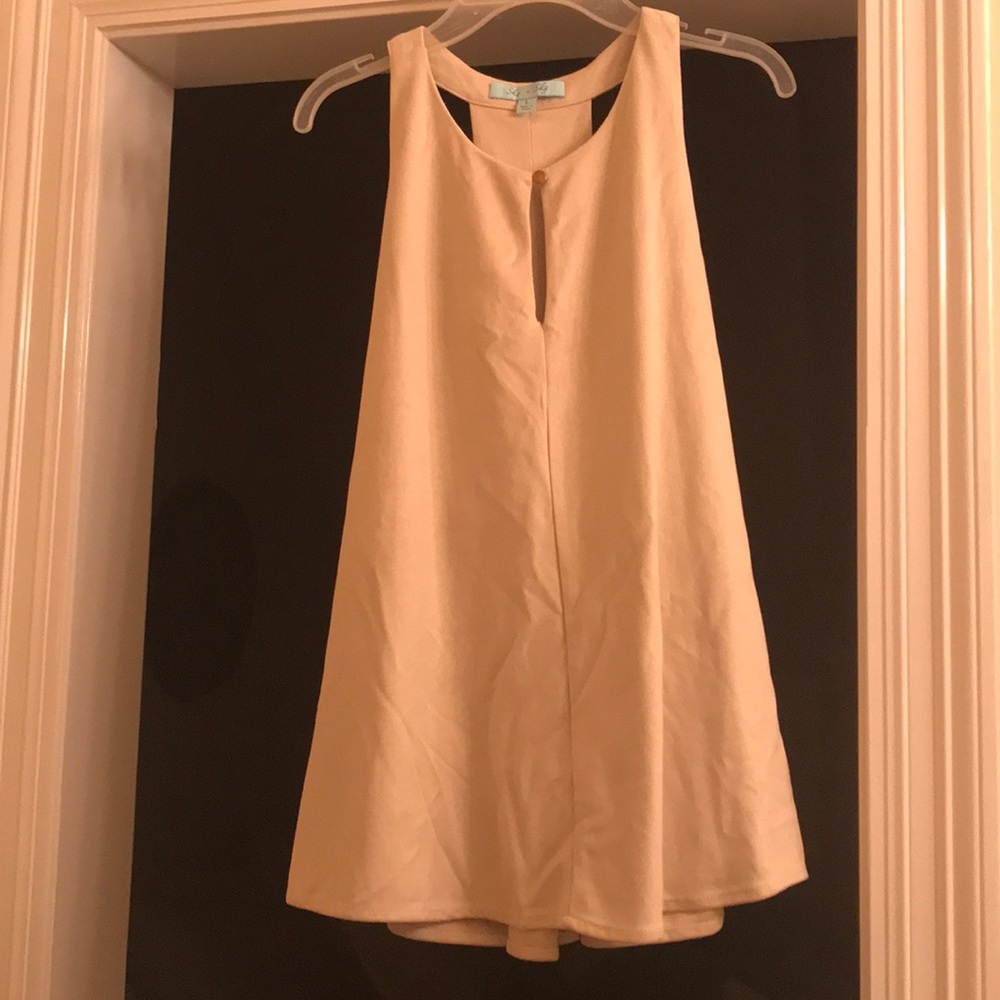 She + Sky Tan suede top, size: L